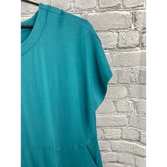J. Jill Wearever Collection 2X Teal Green Knit T-Shirt Dress Cap Sleeves - Picture 11 of 12